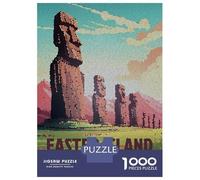 Puzzles De 1000 Pièces pour Adolescents Easter Island Chile Mosaic Art Puzzles pour Adolescents Découpe De Précision Stimule Le Cerveau Cadeaux Anti-Stress 38x26cm/1000pcs