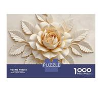 Puzzles De 1000 Pièces pour Adolescents Elegant Cream Rose with Leaves Casse-têtes pour Adultes, Jeu De Réflexion, Difficile, Amusant, Activités À La Maison 52x38cm/1000pcs