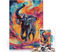 Puzzles de 1000 pièces pour Adolescents Éléphant Artistique Réduction du Stress intéressante Œuvre d'art 38x26cm