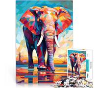 Puzzles de 1000 pièces pour Adolescents Éléphant avec Style WPAP Jouets Jeux éducatifs Soulagement du Stress Une œuvre d'art 38x26cm