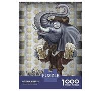 Puzzles De 1000 Pièces pour Adolescents Elephant Enjoy Craft Beer Puzzle pour Adultes Jeu Manuel D'assemblage De Motifs pour Anniversaire, Noël 70x50cm/1000pcs