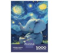 Puzzles De 1000 Pièces pour Adolescents Elephant Under Starry Night Sky Puzzles pour Adolescents, Jouets Anti-Stress, Cadeaux pour Femmes, Cadeaux Anti-Stress 38x26cm/1000pcs