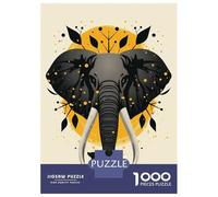 Puzzles De 1000 Pièces Pour Adolescents Elephant Vector Portrait with Golden Abstract Circle Puzzles Pour Adolescents - Jeu Manuel Pour Améliorer La Mémoire - Cadeaux Pour Les Amis Et La Famille 38x26