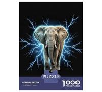 Puzzles De 1000 Pièces pour Adolescents Elephant with Lightning Puzzles pour Adultes Jeux Amusants Difficile Difficile À Terminer 70x50cm/1000pcs