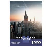 Puzzles De 1000 Pièces pour Adolescents Empire State Building at Golden Hour NYC Sunset Puzzles pour Adultes - Jeu Difficile Et Stimulant À Terminer 70x50cm/1000pcs