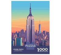 Puzzles De 1000 Pièces pour Adolescents Empire State Building Skyline Puzzles pour Adultes Assemblage De Motifs Stimule Le Cerveau Jeu Stimulant 52x38cm/1000pcs