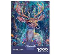 Puzzles De 1000 Pièces pour Adolescents Enchanted Deer in Glittering Forest Puzzle Adulte Jeu Manuel Amusant Et Humoristique Cadeau Anti-Stress 52x38cm/1000pcs