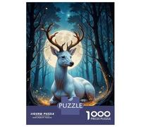 Puzzles De 1000 Pièces pour Adolescents Enchanted Forest Moonlit Deer Puzzle pour Adolescents, Activités Familiales pour Anniversaire, Noël Et Cadeaux Uniques 38x26cm/1000pcs