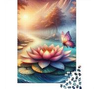 Puzzles De 1000 Pièces pour Adolescents Enchanted Lotus Pond with Butterfly Puzzles pour Adolescents Jeux Amusants Une Œuvre d'art pour Un Anniversaire, Noël 70x50cm/1000pcs
