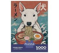 Puzzles De 1000 Pièces pour Adolescents English Bull Terrier Eating Ramen Puzzles pour Adultes, Jouets Anti-Stress, Défi Difficile, Cadeaux d'anniversaire Et Cadeaux Uniques 52x38cm/1000pcs