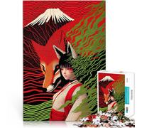 Puzzles de 1000 pièces pour Adolescents Esprit Kitsune avec Le Mont Fuji Impossible est idéal comme Cadeau pour Toute la Famille 50x70cm