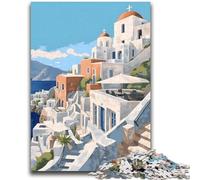 Puzzles de 1000 pièces pour Adolescents et Adultes Puzzles de Voyage à Santorin, Grèce, pour Adultes À Offrir en Cadeau à Toute la Famille à partir de 14 Ans (50x75cm)