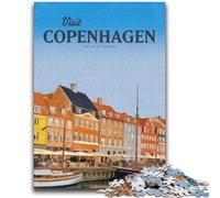 Puzzles de 1000 pièces pour Adolescents et Adultes Visitez Copenhague pour Les 14 Ans et Plus Cadeaux intéressants pour réduire Le Stress et Les Amis (Taille 38x52cm)