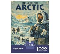 Puzzles De 1000 Pièces pour Adolescents Explore The Arctic Expedition Vintage Puzzles pour Adultes Jeu Familial Cadeaux pour Femmes Difficile Et Stimulant 52x38cm/1000pcs