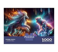 Puzzles De 1000 Pièces pour Adolescents Fantasy Lion Vs Bear Artwork Puzzles pour Adolescents, Jouets À Monter Soi-même, Analyse Et Logique, Cadeau d'anniversaire Ou De Noël 38x26cm/1000pcs