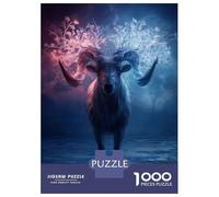 Puzzles De 1000 Pièces pour Adolescents Fantasy Ram with Floral Antlers Puzzle pour Adolescents Améliore La Mémoire Chaque Pièce Est Unique - Cadeau d'anniversaire Unique 52x38cm/1000pcs