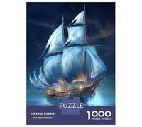 Puzzles De 1000 Pièces Pour Adolescents Fantasy Ship Sailing on Stormy Sea Puzzles Pour Adolescents - Niveau De Difficulté : Difficile - Chaque Pièce Est Unique - Cadeau D'anniversaire, Cadeaux, 70x50