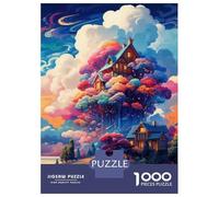 Puzzles De 1000 Pièces pour Adolescents Fantasy Treehouse in The Sky Puzzle À Monter Soi-même, Jouets pour S'amuser en Famille, Cadeau d'anniversaire Ou De Noël 52x38cm/1000pcs