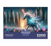 Puzzles De 1000 Pièces pour Adolescents Fantasy Unicorn Cityscape Puzzle Jeux Relaxants Cadeaux pour Femmes Cadeaux De Noël Et d'anniversaire 70x50cm/1000pcs