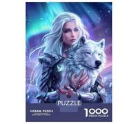 Puzzles De 1000 Pièces pour Adolescents Fantasy Warrior with Wolf Art Print Puzzles pour Adultes - Jeu Difficile Et Stimulant À Terminer 52x38cm/1000pcs