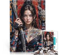 Puzzles de 1000 pièces pour Adolescents Femme samouraï Japonaise Jeu de Casse-tête avec des pièces de Formes aléatoires entièrement imbriquées 75x50cm
