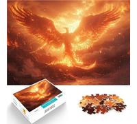 Puzzles de 1000 pièces pour Adolescents Feu Solaire du Phénix brûlant Jouets de Jeu avec Affiche et Feuille de Questions correspondantes 50x70cm