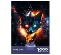 Puzzles De 1000 Pièces pour Adolescents Fiery Galactic Fox Puzzle pour Adultes Jeu Familial Course De Vitesse Manuelle Cadeaux Uniques pour Anniversaire Et Noël 52x38cm/1000pcs