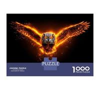 Puzzles De 1000 Pièces pour Adolescents Fiery Owl with Blazing Wings Puzzle pour Adultes Jeu Manuel Amusant Et Humoristique Aide À Exercer Le Cerveau 38x26cm/1000pcs