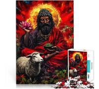 Puzzles de 1000 pièces pour Adolescents Figure spirituelle avec Lotus et Mouton Jeux éducatifs Décoration Parfaite 38x26cm