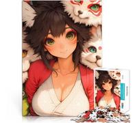 Puzzles de 1000 pièces pour Adolescents Fille d'anime avec Kitsune Analyse et logique est idéal comme Cadeau pour Toute la Famille 38x26cm