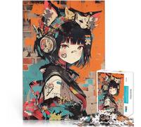 Puzzles de 1000 pièces pour Adolescents Fille d'anime avec Un Casque Jeux éducatifs Renforcer l'amour Entre Les Couples 38x26cm
