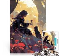 Puzzles de 1000 pièces pour Adolescents Fille offrant Une Rose à Un Chat Jeu Pratique est idéal comme Cadeau pour Toute la Famille 52x38cm