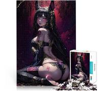 Puzzles de 1000 pièces pour Adolescents Fille renarde Noire Sexy Jouets à Faire soi-même avec Affiche et Feuille de Questions correspondantes 52x38cm