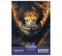 Puzzles De 1000 Pièces pour Adolescents Flaming Owl Majesty Puzzle Jeux Relaxants Décoration Murale Cadeaux pour Les Amis Et La Famille 38x26cm/1000pcs