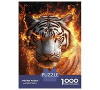 Puzzles De 1000 Pièces pour Adolescents Flaming Tiger Majesty -6 Puzzle Jeux De Famille Décoration Intérieure Cadeaux d'anniversaire Uniques 70x50cm/1000pcs