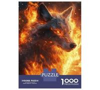 Puzzles De 1000 Pièces pour Adolescents Flaming Wolf Majesty -1 Puzzle pour Adultes Jeu Familial Course De Vitesse Manuelle Cadeaux Uniques pour Anniversaire Et Noël 52x38cm/1000pcs