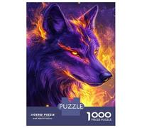 Puzzles De 1000 Pièces pour Adolescents Flaming Wolf Spirit -2 Puzzle Jeux Relaxants Décoration Murale Cadeaux pour Les Amis Et La Famille 38x26cm/1000pcs