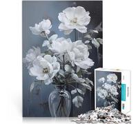 Puzzles de 1000 pièces pour Adolescents Fleurs Blanches dans Un Vase Défi Difficile Renforcer l'amour Entre Les Couples 38x26cm