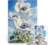 Puzzles de 1000 pièces pour Adolescents Floraison des anémones Blanches Jeu de Quiz Cadeau d'anniversaire, Cadeaux, décoration Murale 75x50cm