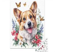 Puzzles De 1000 Pièces pour Adolescents Floral Corgi Art Print Puzzles pour Adultes, Jeu Familial, Assemblage De Motifs, Cadeaux d'anniversaire Uniques 70x50cm/1000pcs