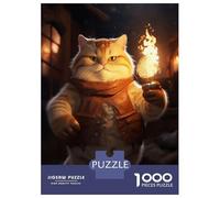 Puzzles De 1000 Pièces pour Adolescents Fluffy Cute Cat Fire Torch Puzzles pour Adolescents Jeux Relaxants pour S'amuser en Famille Offrez-Leur Un Cadeau 52x38cm/1000pcs