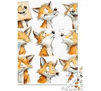 Puzzles De 1000 Pièces pour Adolescents Fox Character Expressions Puzzle Jeux Relaxants Cadeau d'anniversaire Cadeaux Anti-Stress 38x26cm/1000pcs