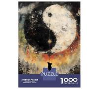 Puzzles De 1000 Pièces pour Adolescents Fox Gazing at Yin Yang Puzzle Adulte À Faire Soi-même, Jouets Anti-Stress, Cadeaux De Noël Et d'anniversaire 52x38cm/1000pcs