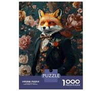 Puzzles De 1000 Pièces pour Adolescents Fox in A Suit Wall Mural Puzzles pour Adultes Jeux De Société Cadeaux pour Femmes Stimule Le Cerveau 38x26cm/1000pcs