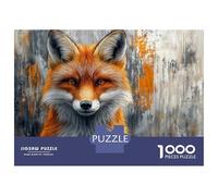 Puzzles De 1000 Pièces pour Adolescents Fox Portrait with Abstract Background Puzzles pour Adultes, Jouet, Décoration Murale, Décoration Parfaite pour Un Anniversaire, Noël 70x50cm/1000pcs