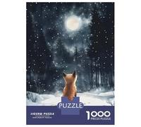 Puzzles De 1000 Pièces pour Adolescents Fox Under The Moonlight Puzzle Adulte Jeu Manuel Améliore La Mémoire Réduit Le Stress Cadeaux 70x50cm/1000pcs