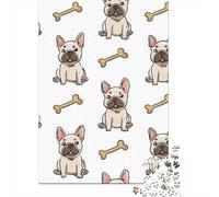 Puzzles De 1000 Pièces pour Adolescents French Bulldog Pattern Puzzles pour Adolescents Jeux Amusants Une Œuvre d'art pour Un Anniversaire, Noël 38x26cm/1000pcs