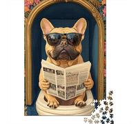 Puzzles De 1000 Pièces pour Adolescents Frenchie Reading Newspaper Puzzles pour Adolescents, Jouets À Monter Soi-même, Analyse Et Logique, Cadeau d'anniversaire Ou De Noël 70x50cm/1000pcs
