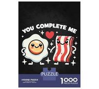 Puzzles De 1000 Pièces pour Adolescents Funny Couples, You Complete Me - Cute Bacon & Egg Puzzle Jeux Relaxants Une Œuvre d'art Cadeaux d'anniversaire Uniques 52x38cm/1000pcs