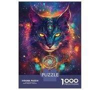 Puzzles De 1000 Pièces pour Adolescents Galactic Cat & Dreamcatcher Puzzle Jeux Relaxants Une Œuvre d'art Cadeaux d'anniversaire Uniques 52x38cm/1000pcs